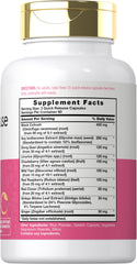 Close-up of Carlyle menopause bottle showing label and ingredients for potential comfort