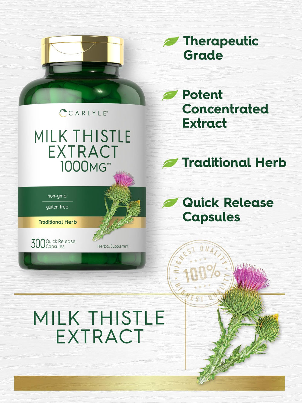 Milk Thistle seed extract close-up emphasizes pure ingredient quality.