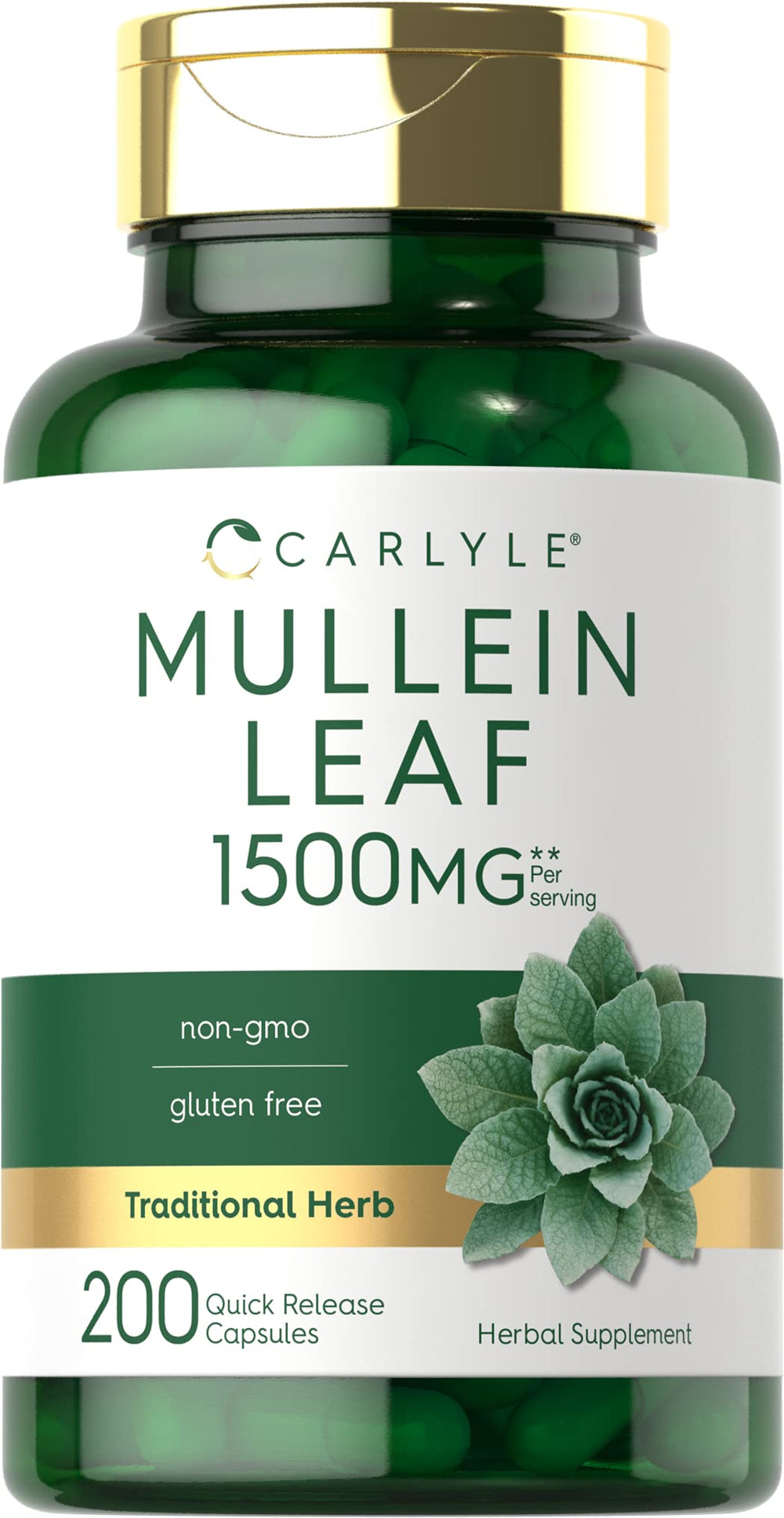 Carlyle Mullein Leaf Extract bottle with quick-release capsules for daily use