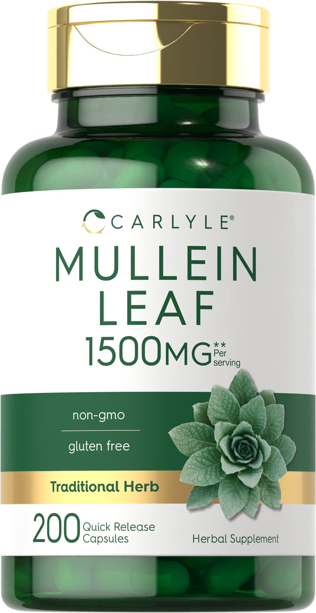 Carlyle Mullein Leaf Extract bottle with quick-release capsules for daily use