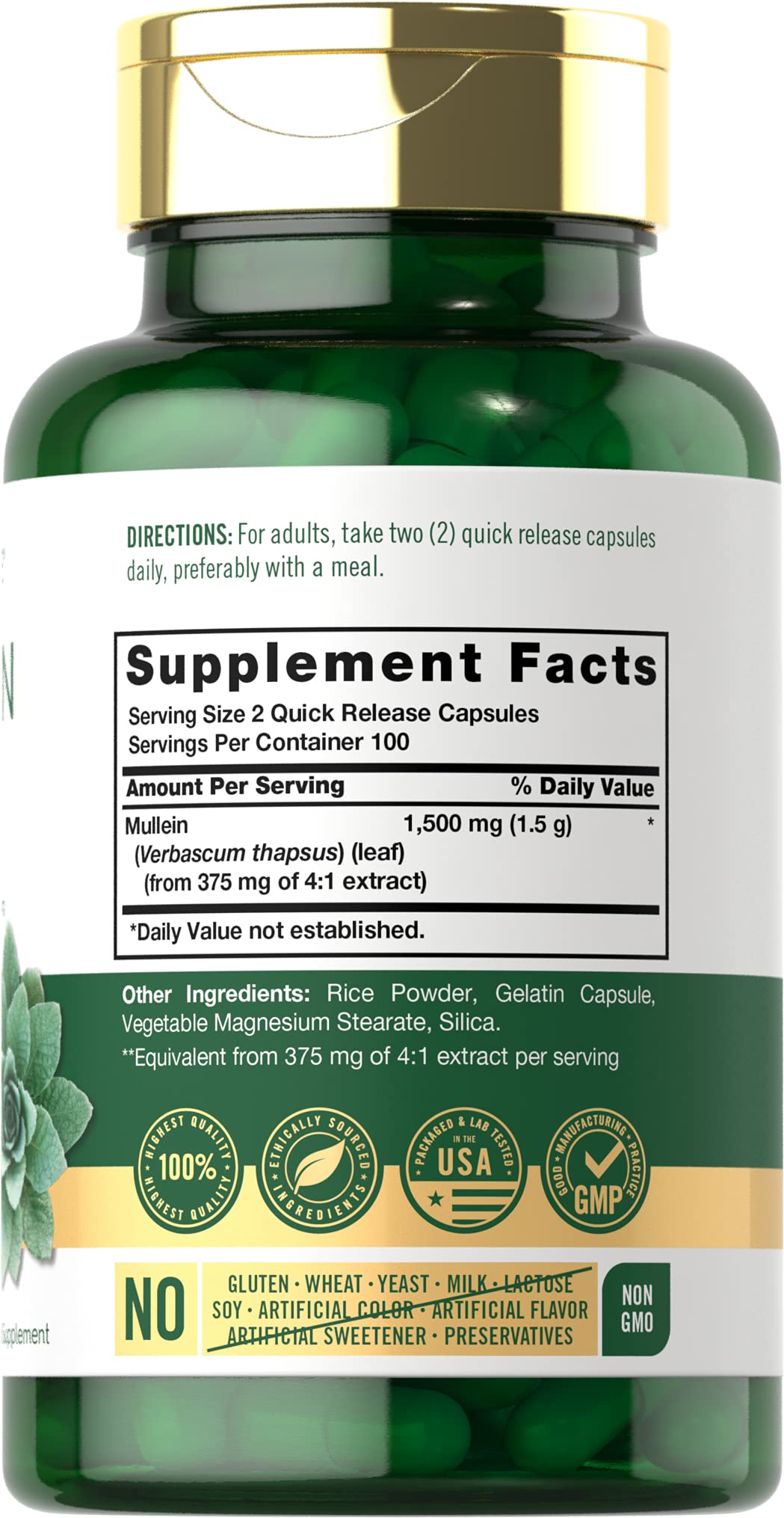 Carlyle Mullein Leaf Extract capsules designed for easy daily dosing