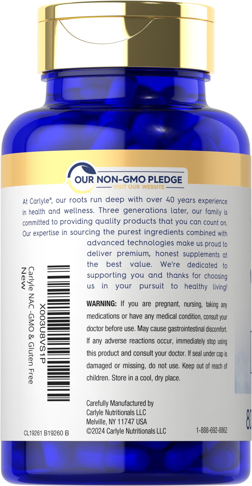 Carlyle NAC with Selenium and Molybdenum ingredients on the label.