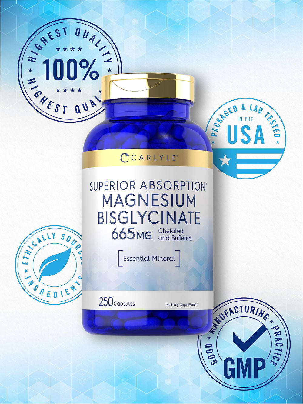 Carlyle Non-GMO gluten-free supplement packaging presents trusted quality and purity cues.