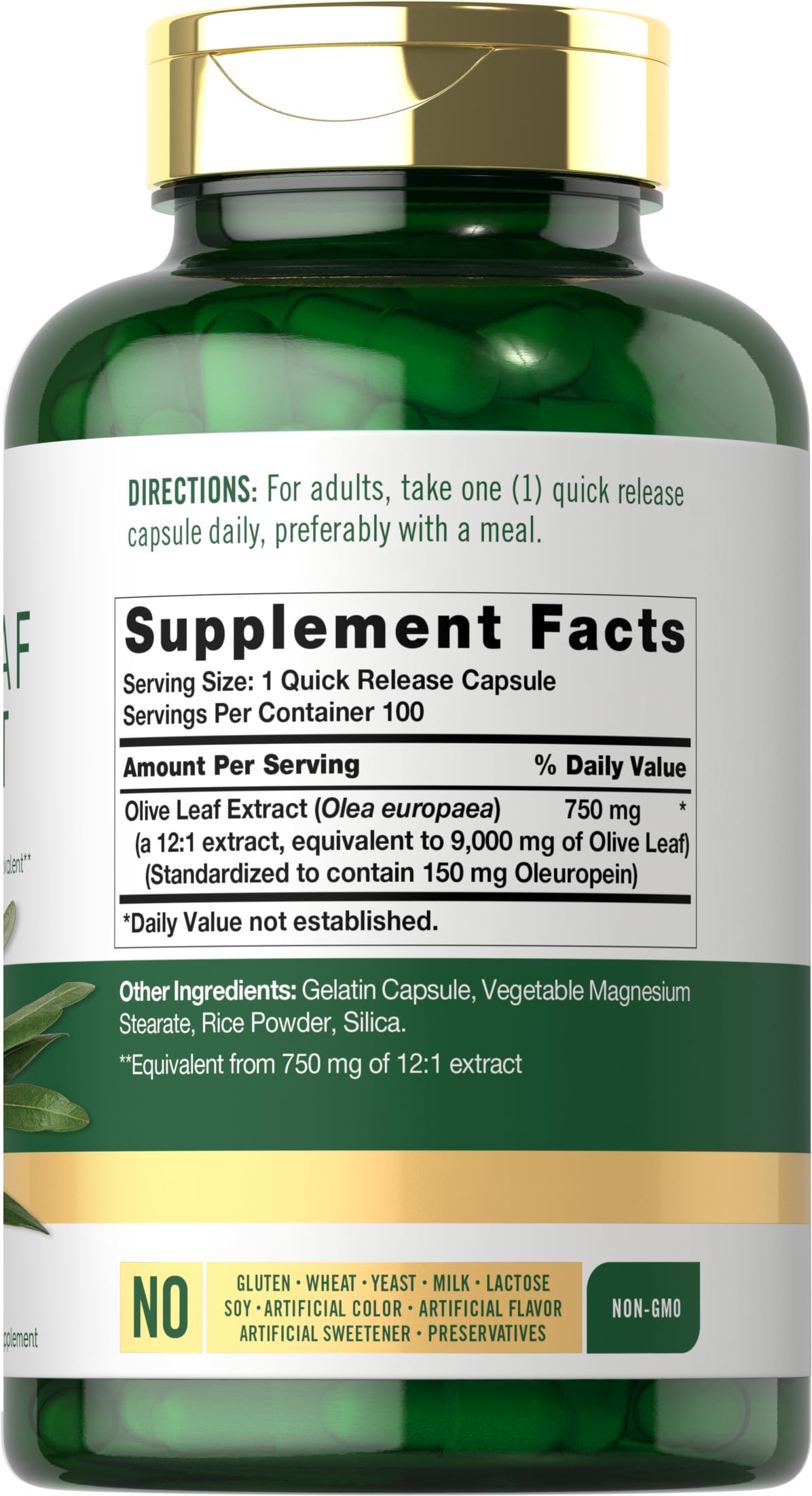 Carlyle Olive Leaf Extract capsules close-up shows uniform high-potency pills