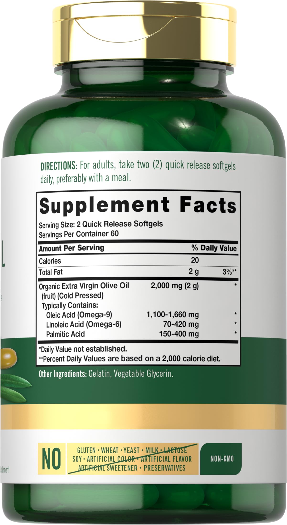 Carlyle olive oil softgel capsules arranged for convenient daily use