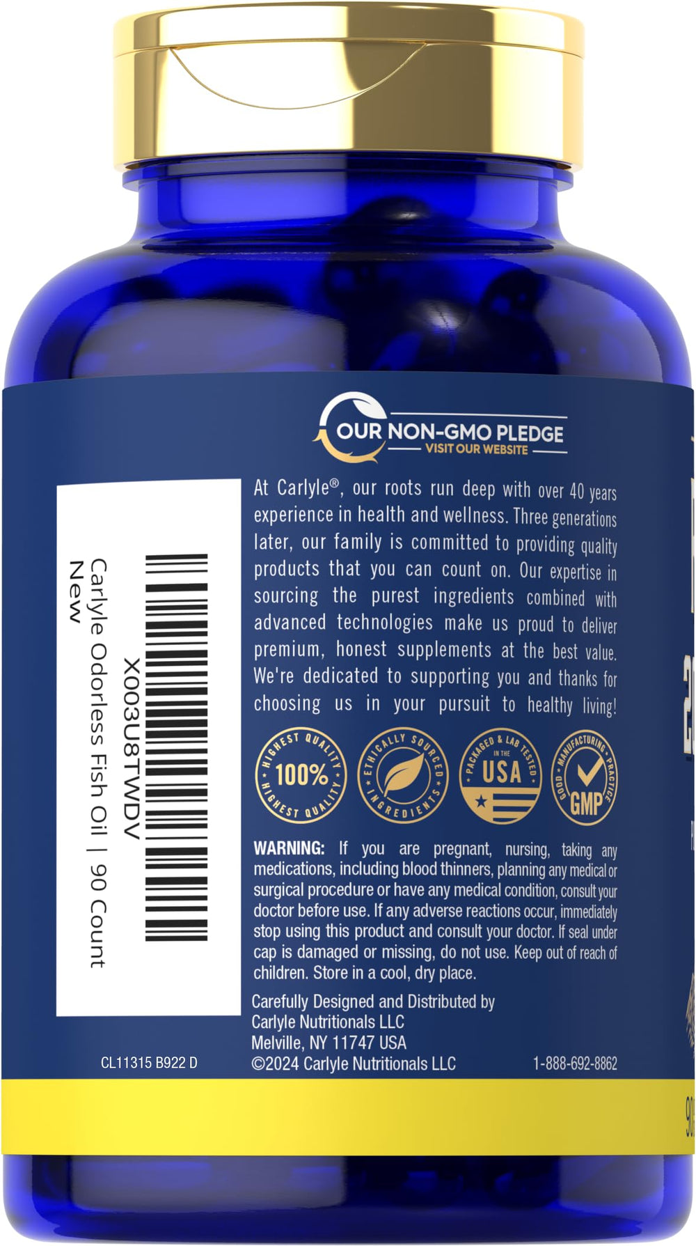 Carlyle omega-3 EPA DHA 600mg per serving supports balanced nutrition