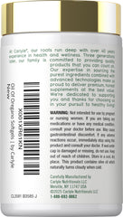 Carlyle oregano oil label on a glass bottle emphasizing carvacrol content.