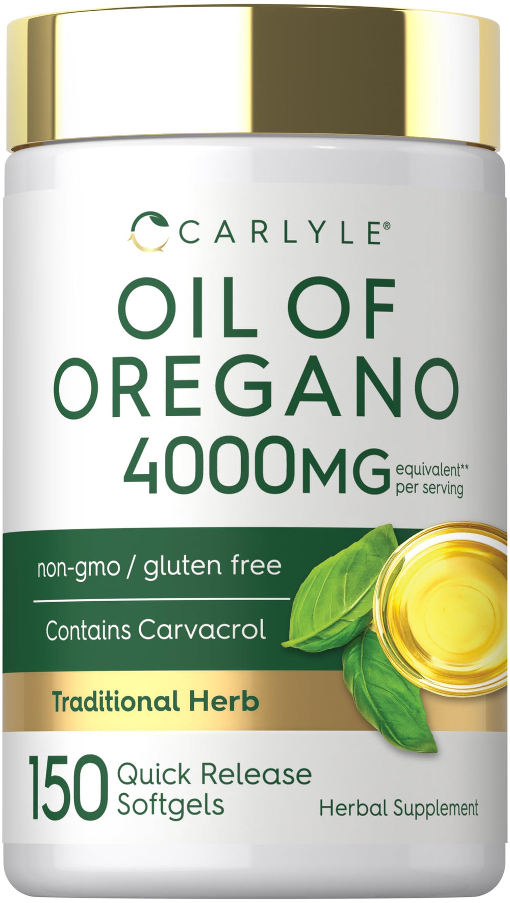 Carlyle Oregano Oil softgel bottle for convenient daily supplementation.