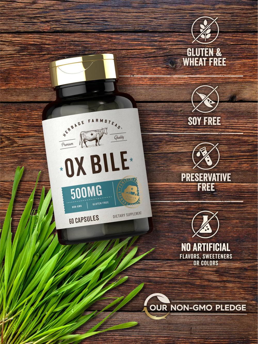 Carlyle Ox Bile glass bottle on shelf signals premium quality.