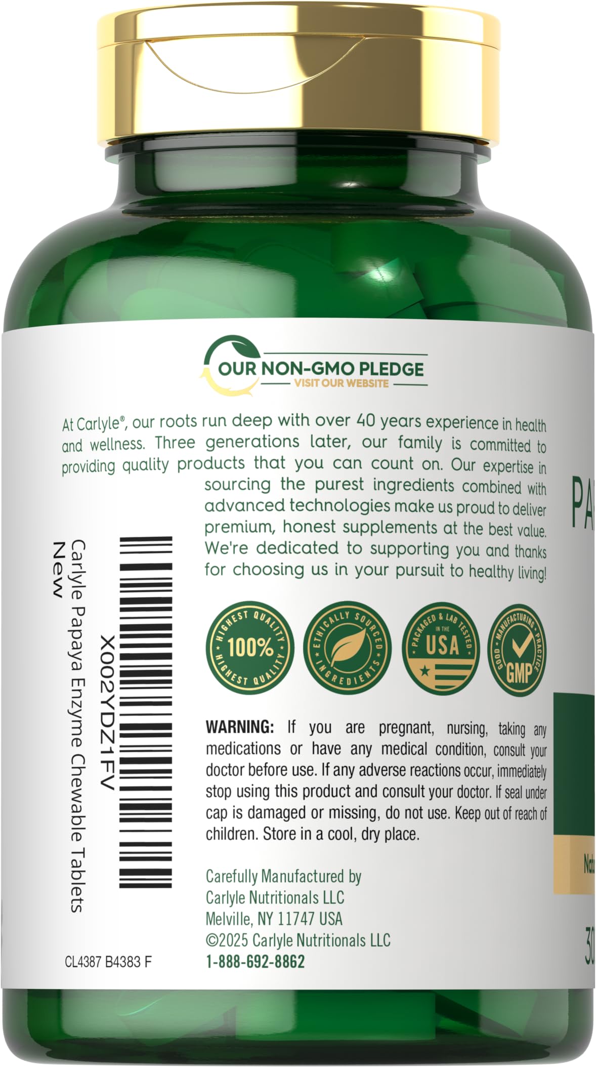 Carlyle Papaya Enzyme Chewables tropical flavor visual for daily treat