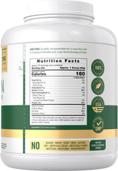 Carlyle Pea Protein Powder 7lb bottle back highlights non GMO gluten free ingredients.