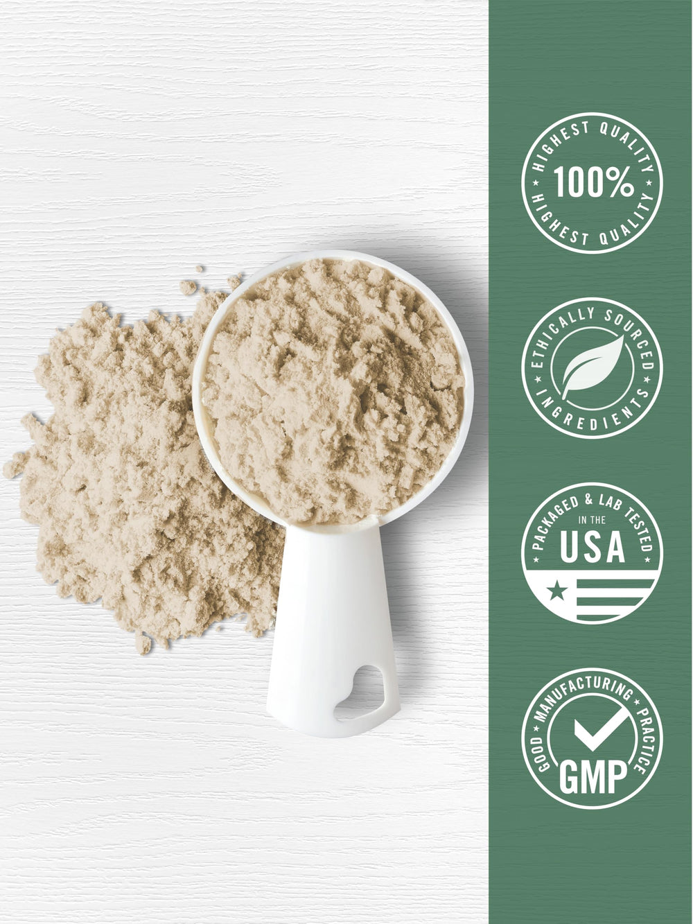 Carlyle Pea Protein Powder label highlights gluten free and non GMO promise.