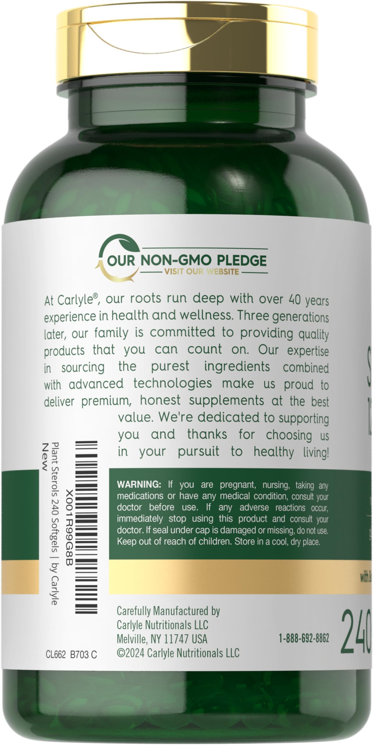 Carlyle Plant Sterols phytosterol complex visual highlights a potent formulation for daily balance.