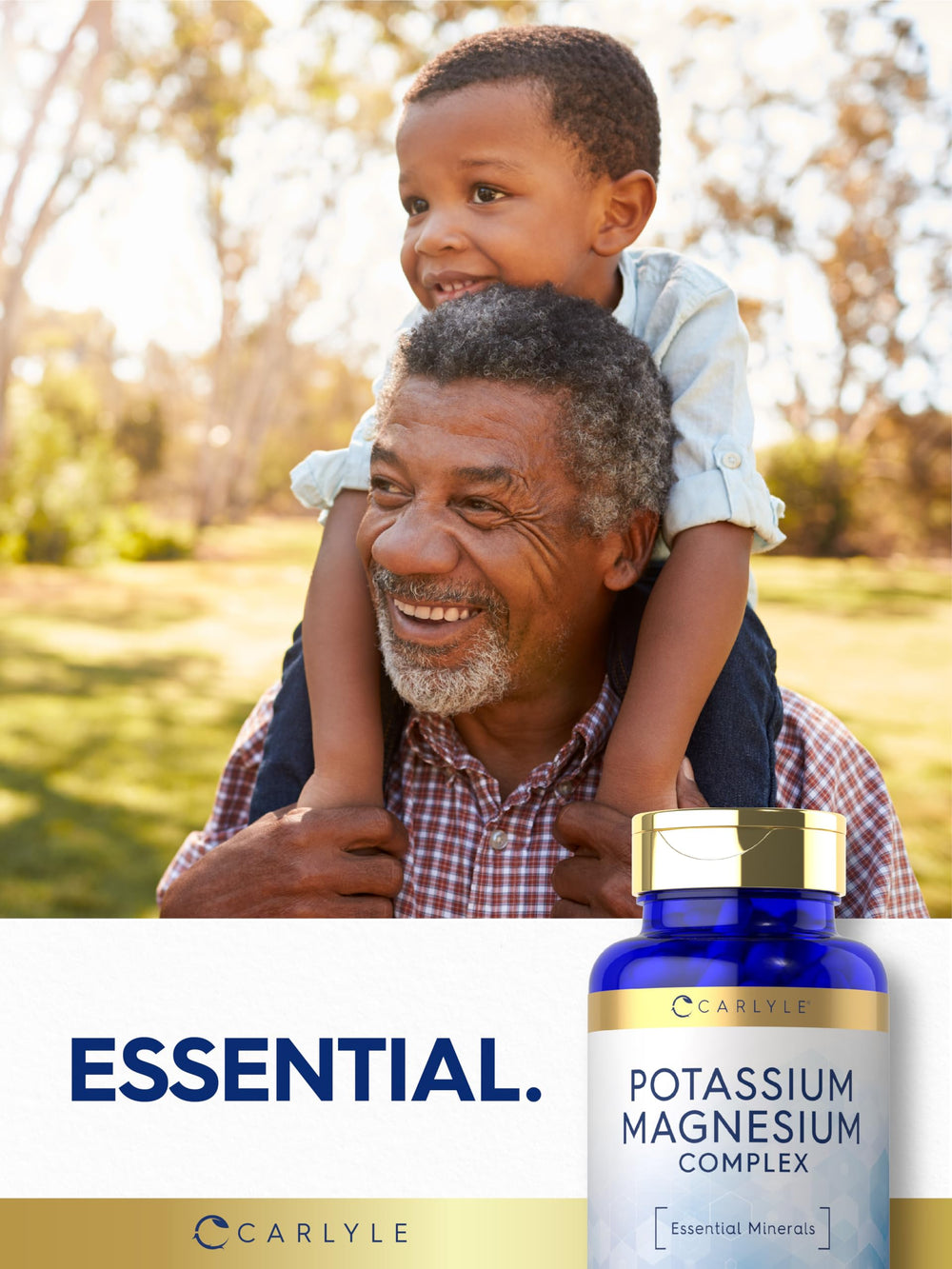 Carlyle Potassium Magnesium non-GMO badge confirms GMO-free formula