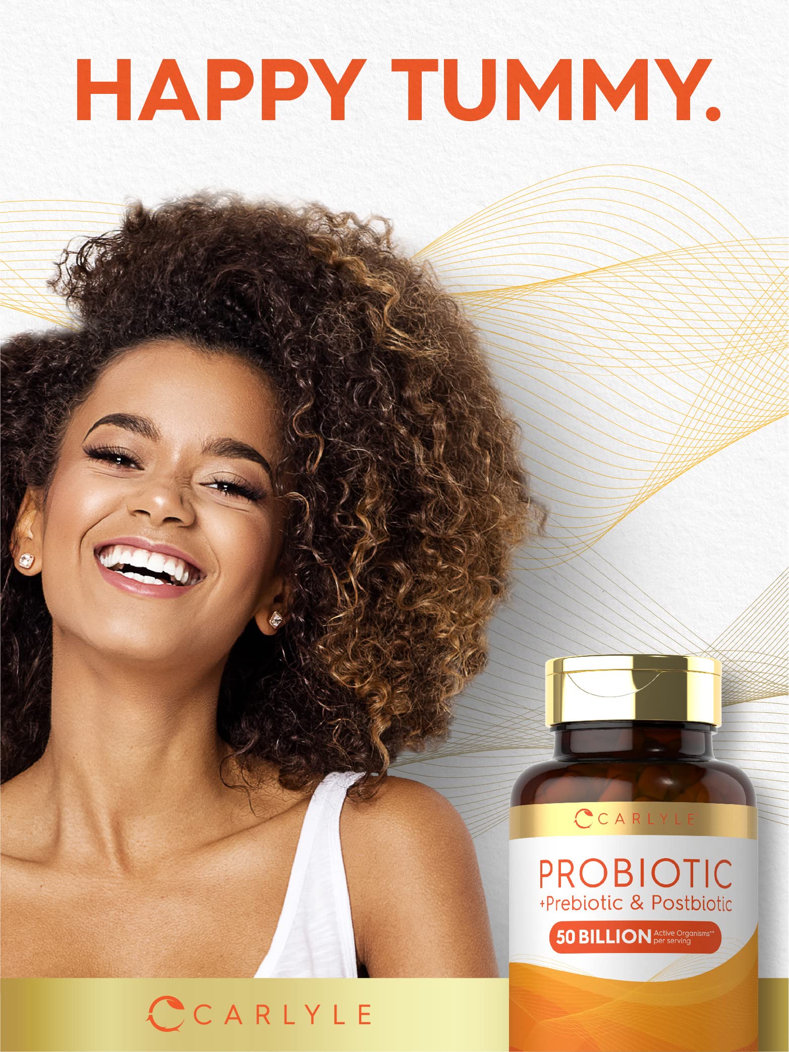 Carlyle Probiotic daily-use capsules on counter for routine