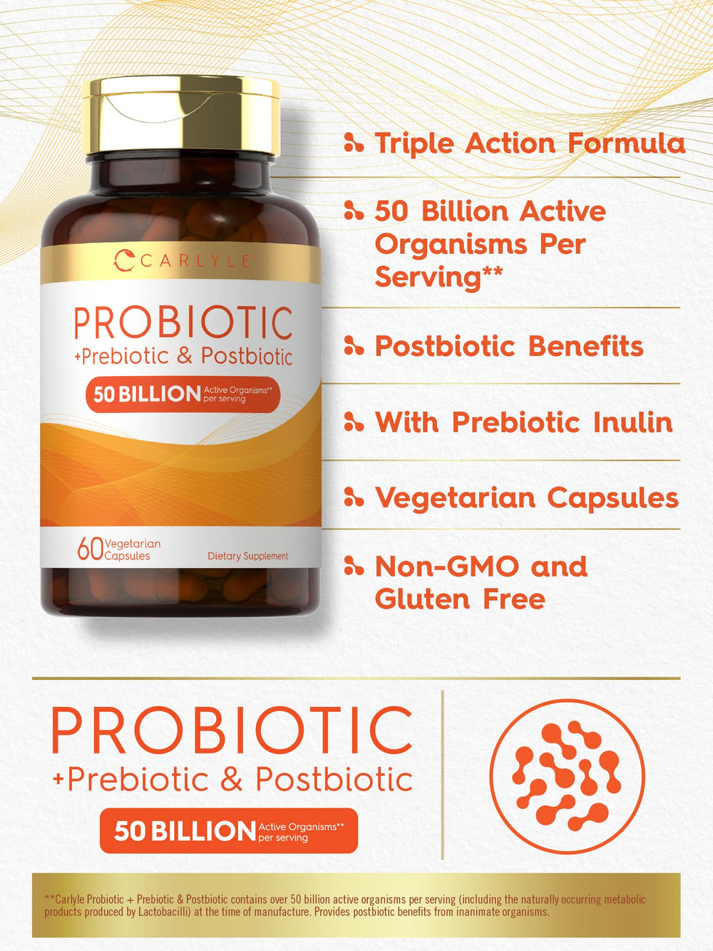 Carlyle Probiotic label close-up highlighting quality