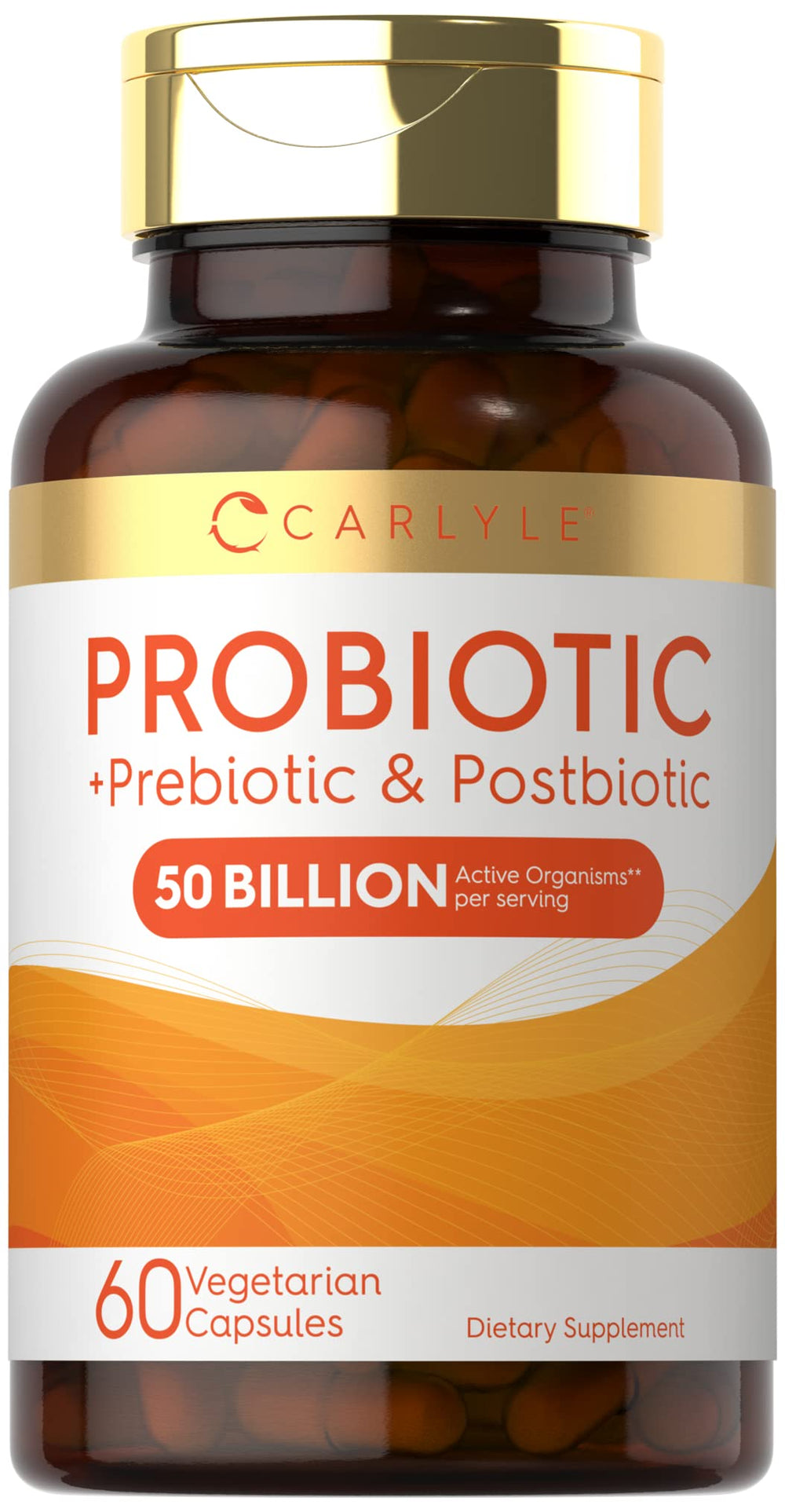 Carlyle Probiotic bottle showing 50B CFU for daily gut balance