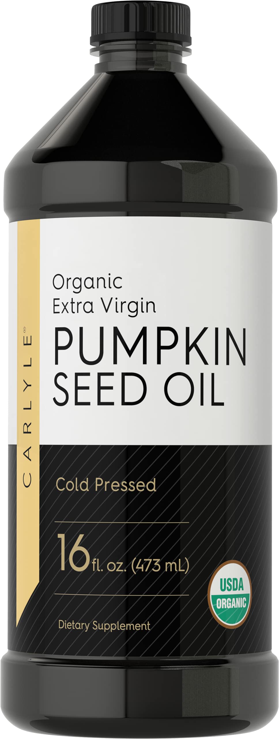 Carlyle Pumpkin Seed Oil 16oz bottle ideal for cooking and finishing dishes.