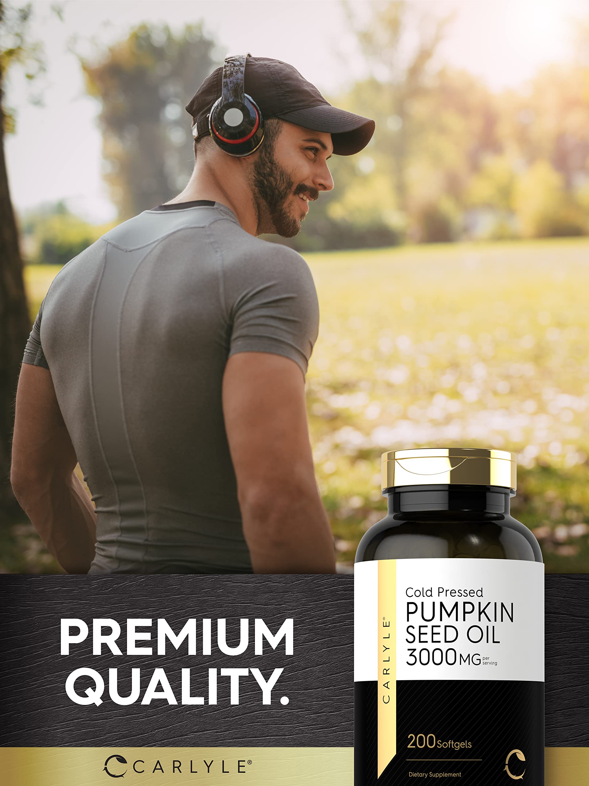 Carlyle ingredients panel confirms gluten-free and non-GMO formula.