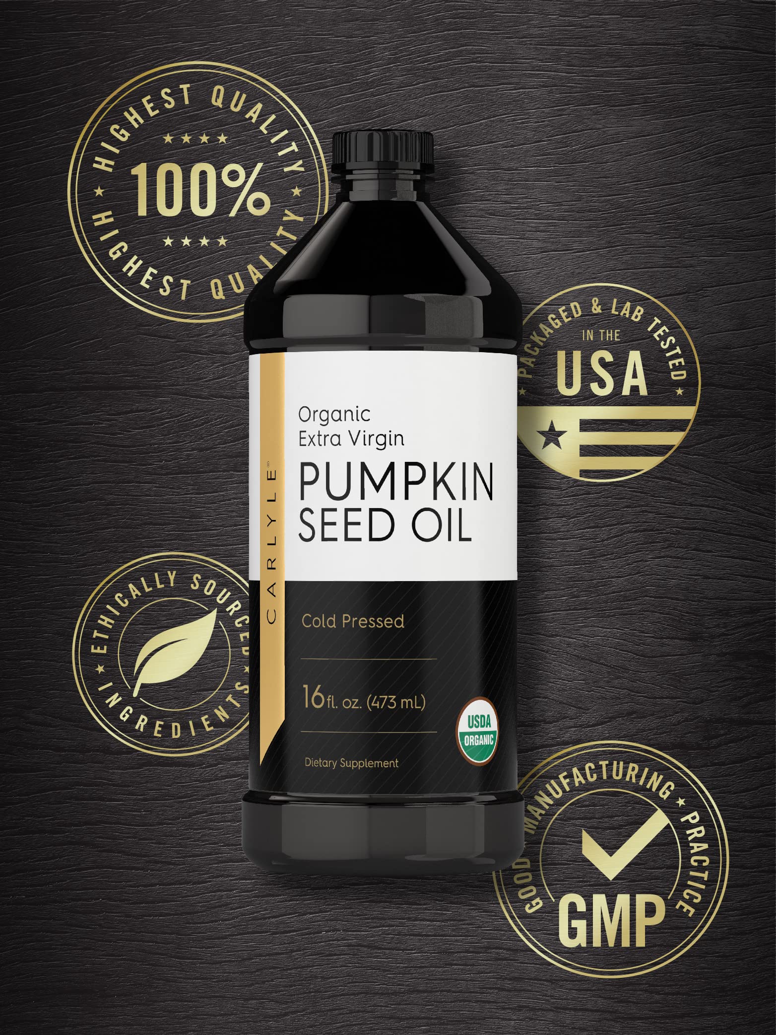 Carlyle Pumpkin Seed Oil drizzle over salad showcases a healthy cooking option.