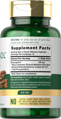 Carlyle Pycnogenol 100mg cap closeup emphasizes convenient quick-release capsules