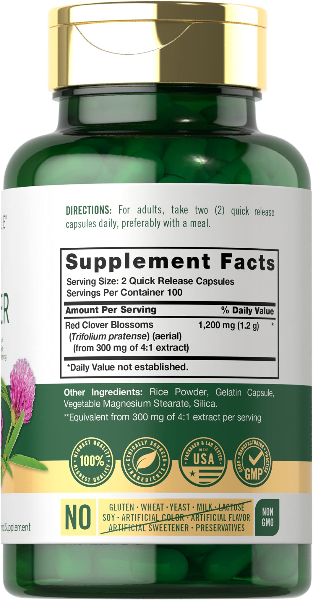 Pouring Carlyle Red Clover Capsules from the bottle for everyday use.