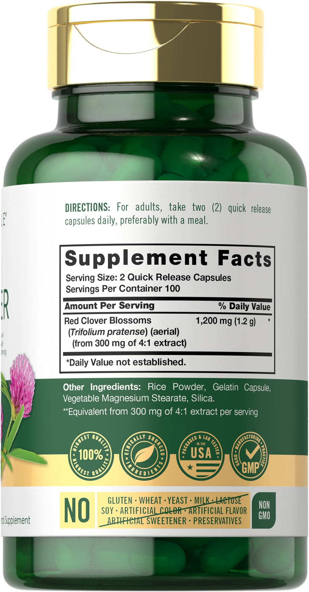 Pouring Carlyle Red Clover Capsules from the bottle for everyday use.