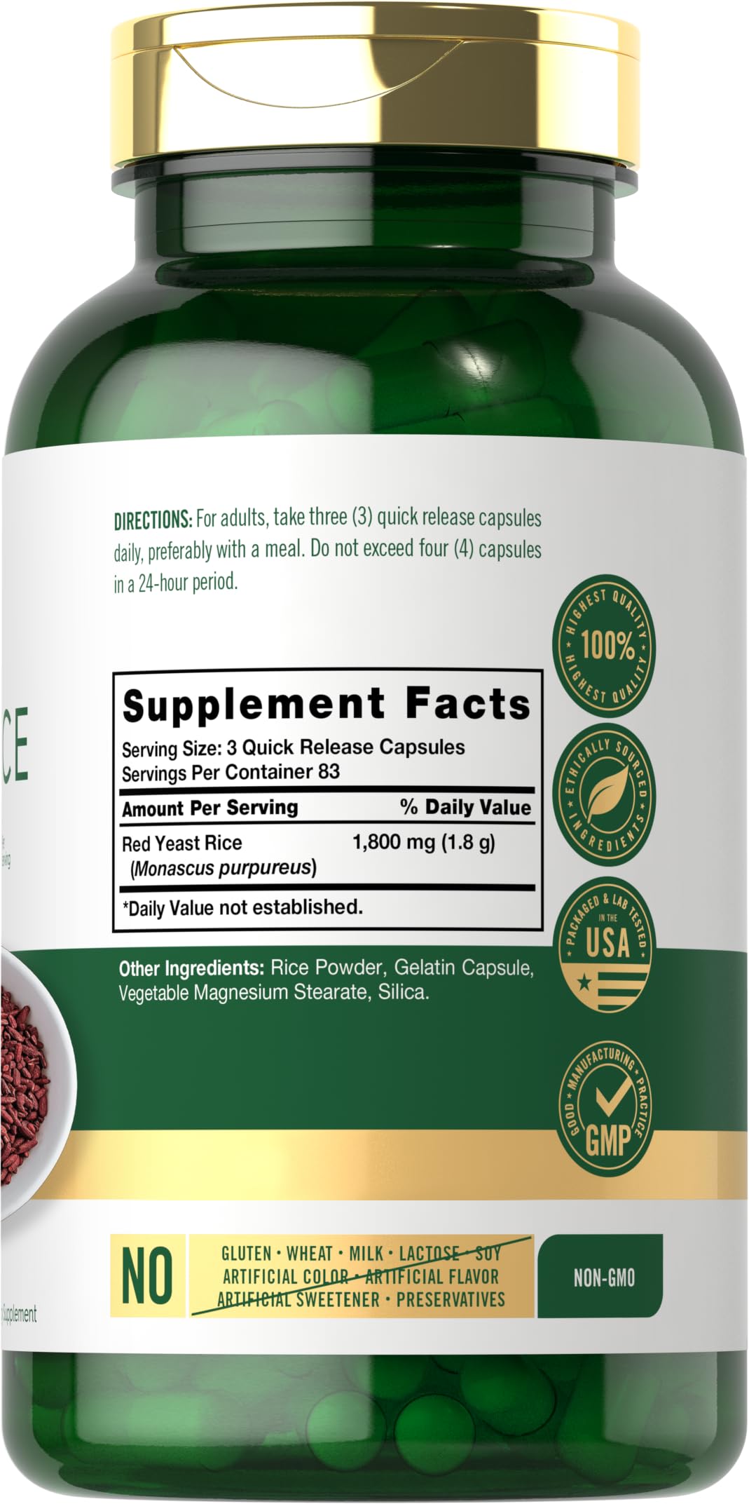 Carlyle Red Yeast Rice capsules ready for daily use.
