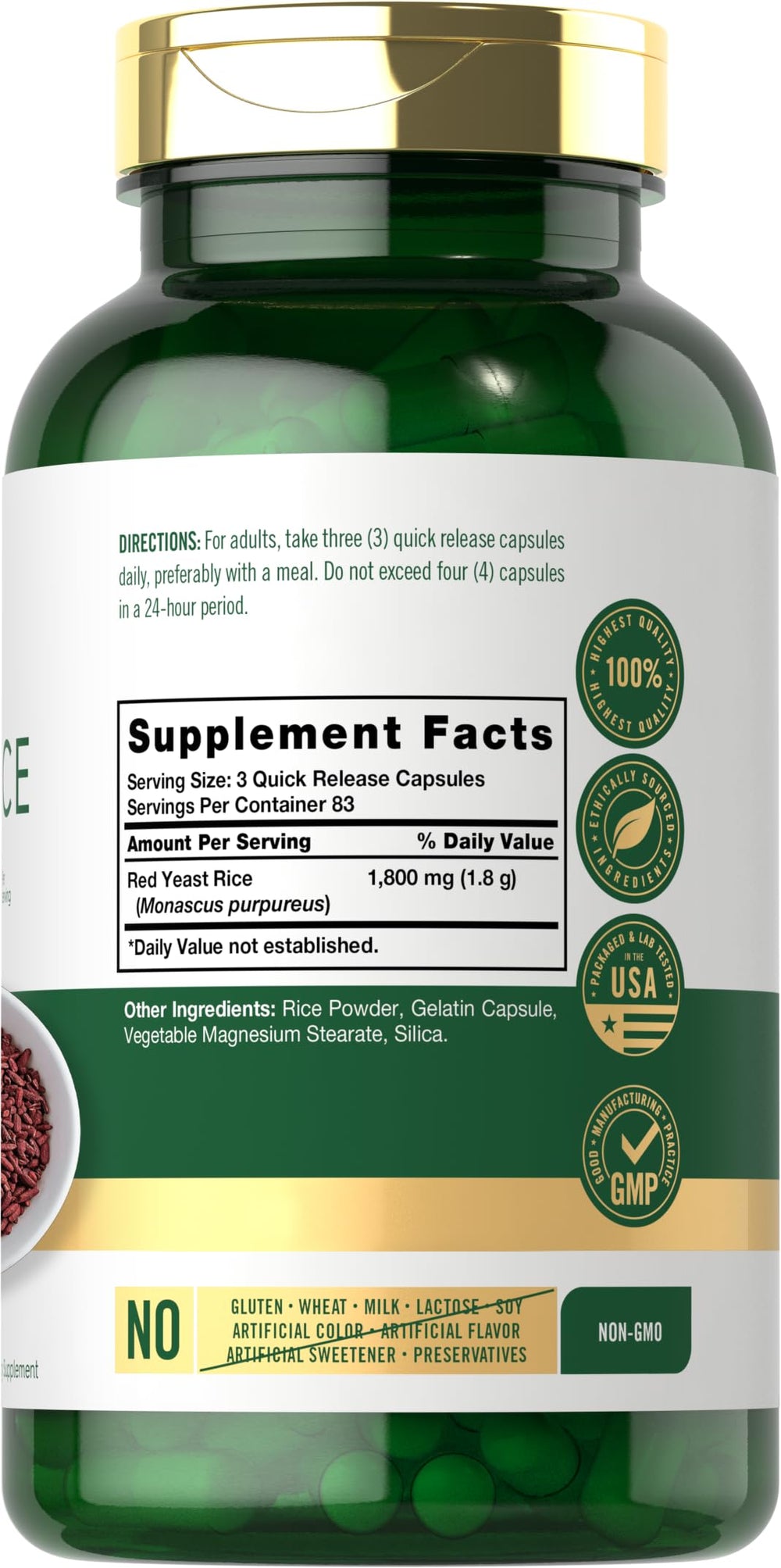 Carlyle Red Yeast Rice capsules ready for daily use.