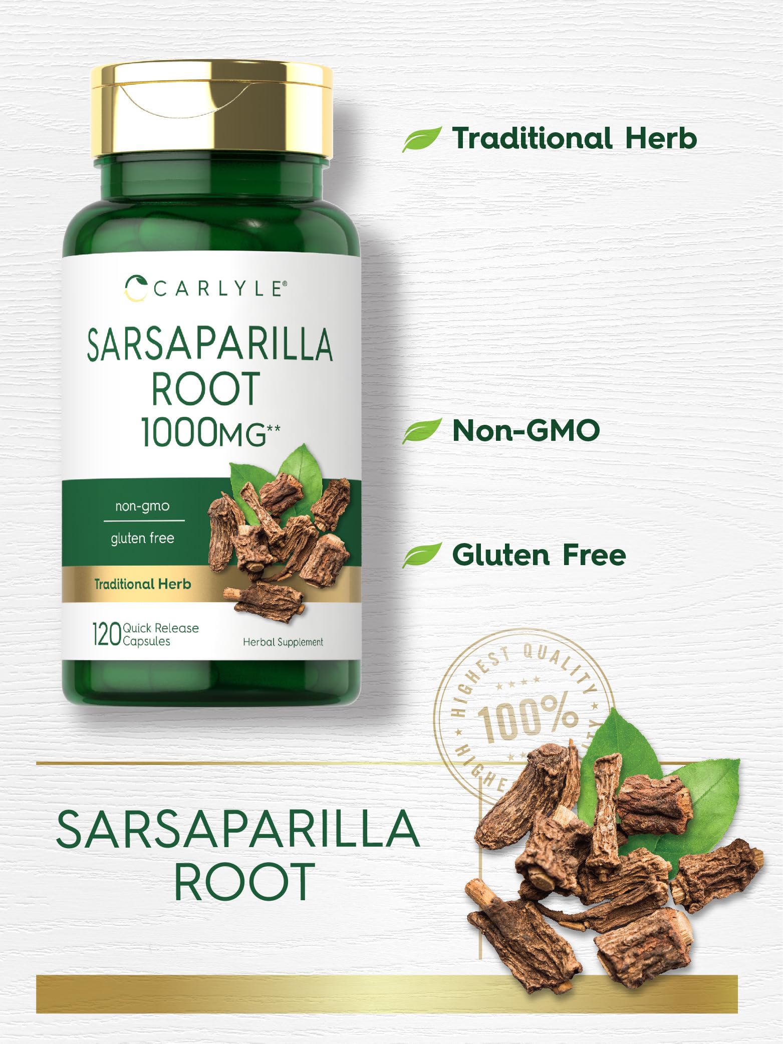Label shot highlighting Non-GMO and gluten-free features on Carlyle product.