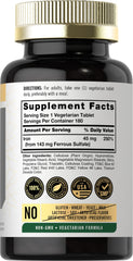 Carlyle Slow Release Iron 45 mg bottle front highlights vegetarian, gluten-free formula.