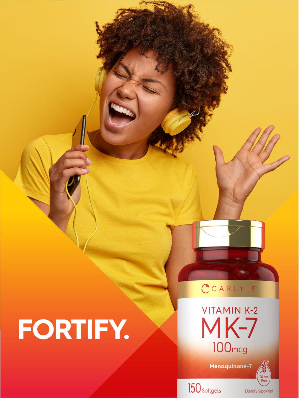 Carlyle K2 MK7 softgels in hand demonstrate daily supplement use
