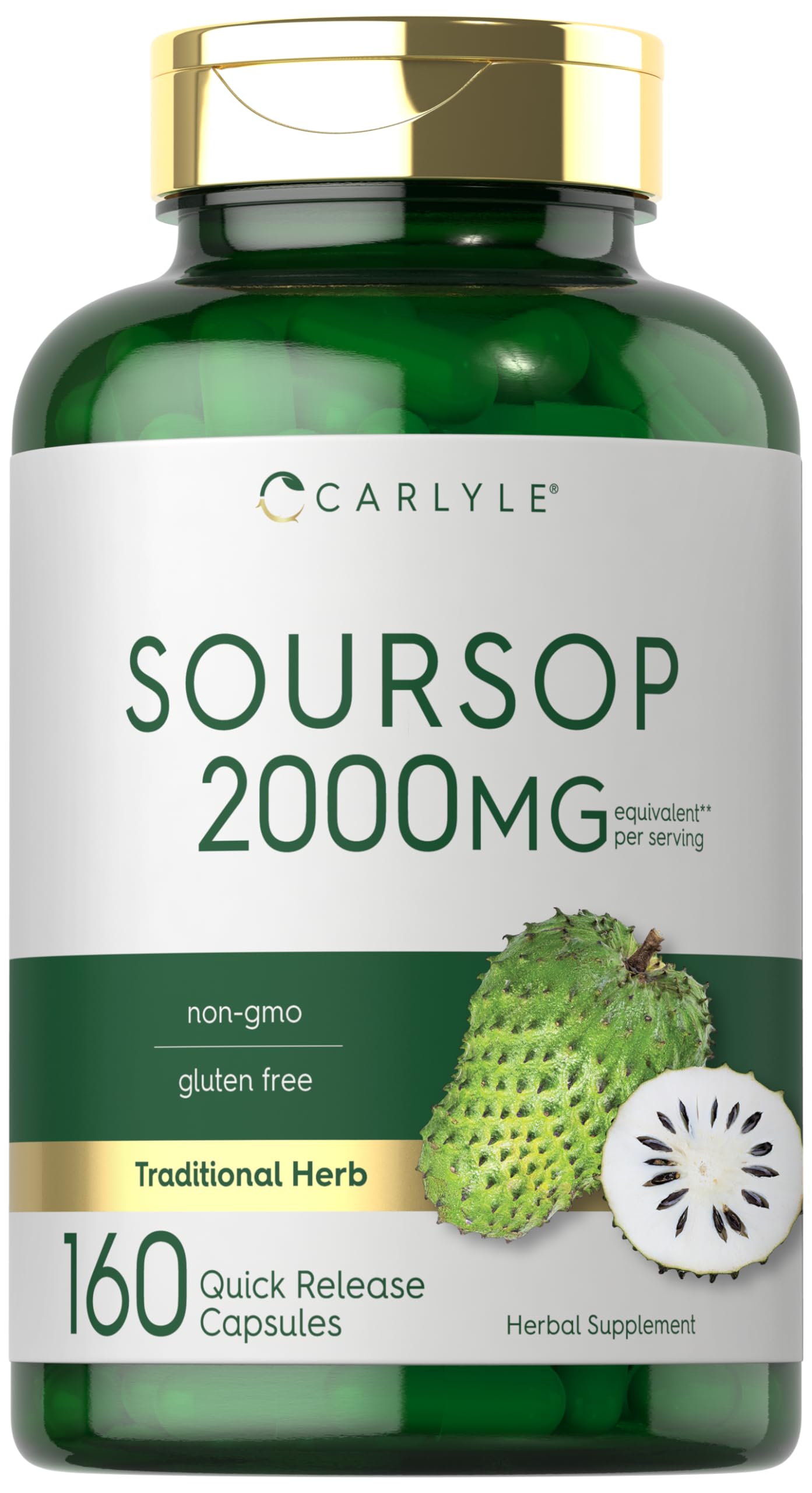 Carlyle Soursop Leaves capsules in a close-up for daily convenience.