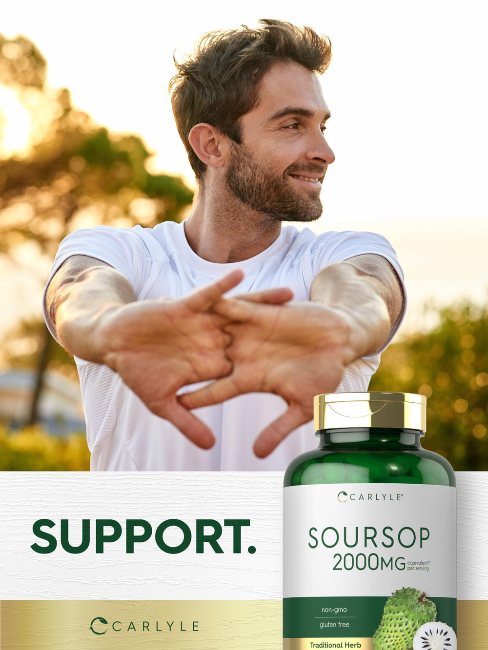 Carlyle Soursop Leaves vegan capsules suitable for plant-based diets.