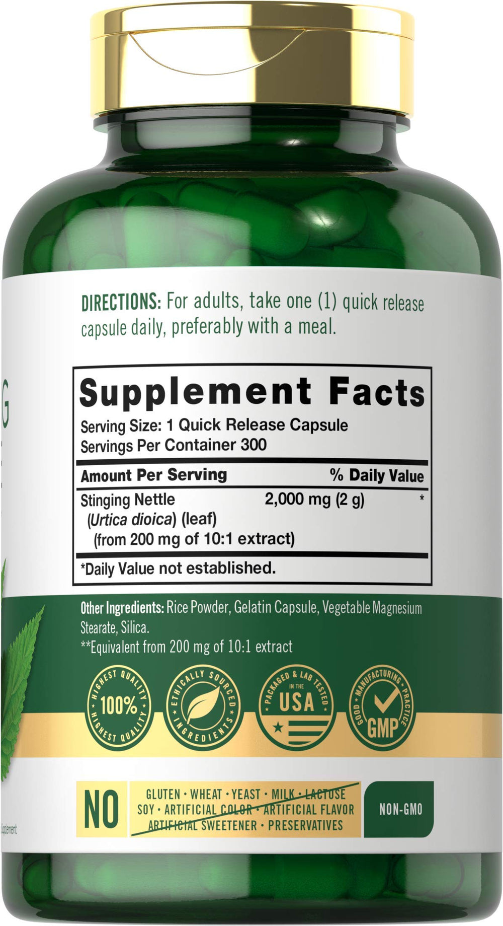 Close-up of Carlyle nettle capsules highlighting a natural extract for daily support