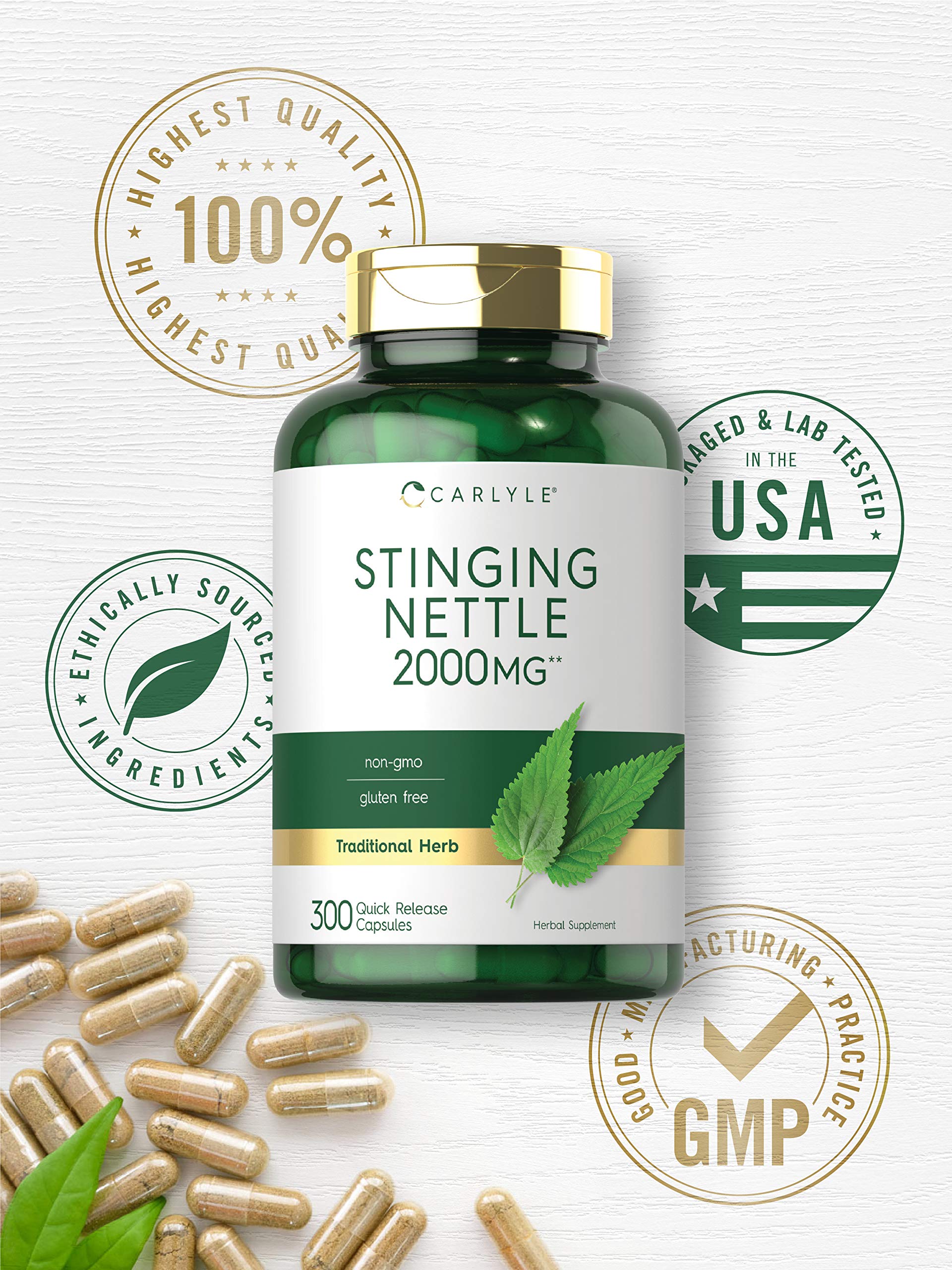 Carlyle stinging nettle capsules arranged for a simple daily routine