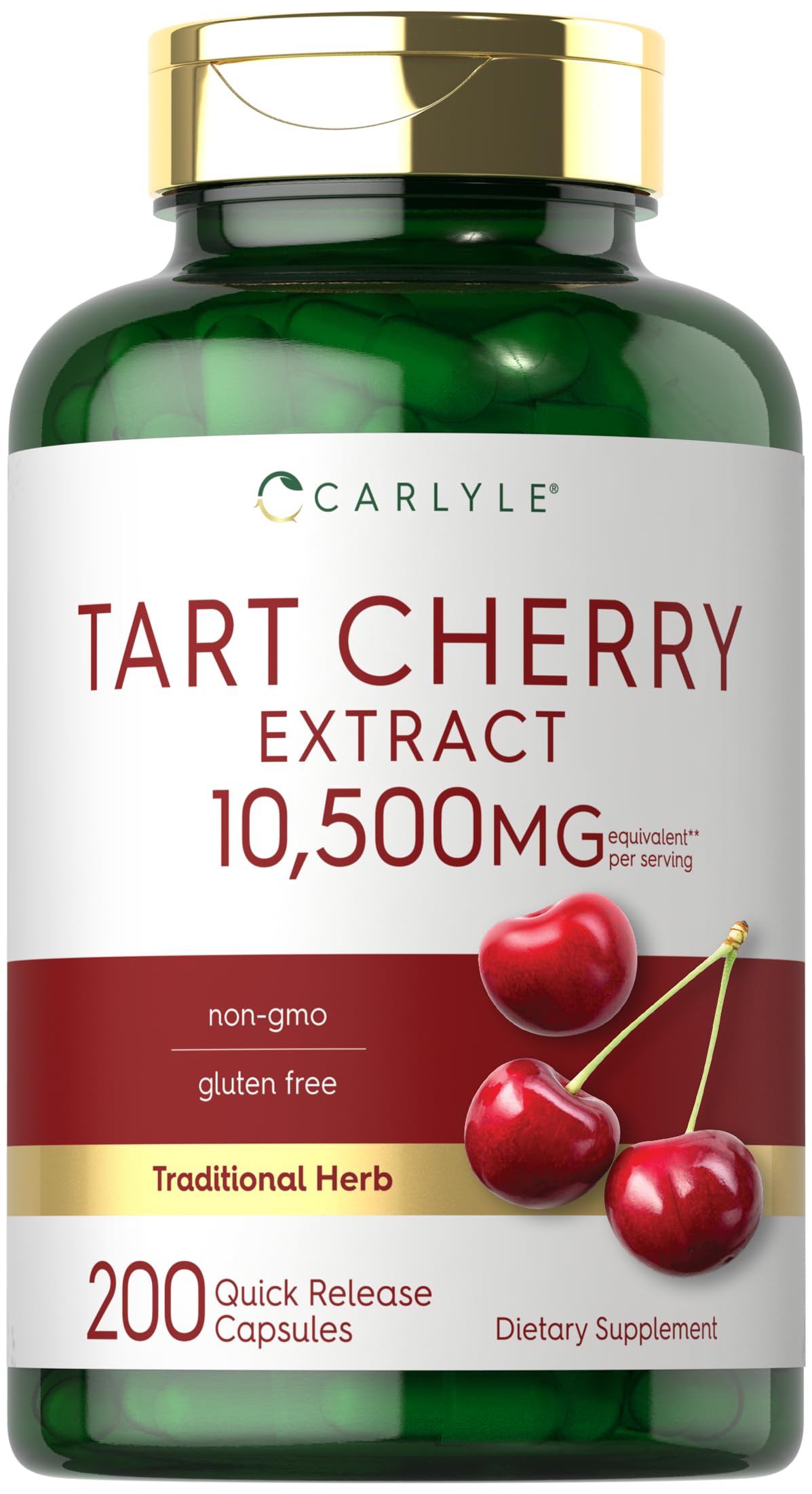 Carlyle Tart Cherry Capsules bottle front for convenient daily use