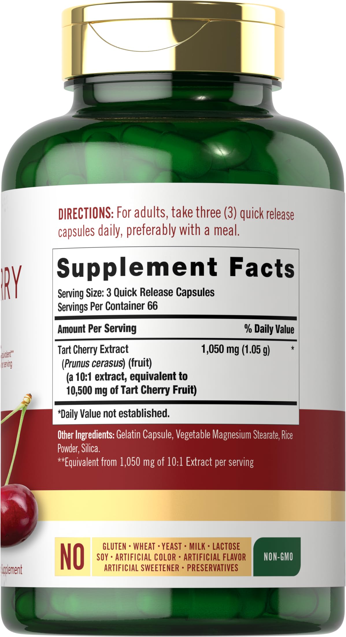 Close-up of Carlyle Tart Cherry Capsules quick-release coating for fast absorption