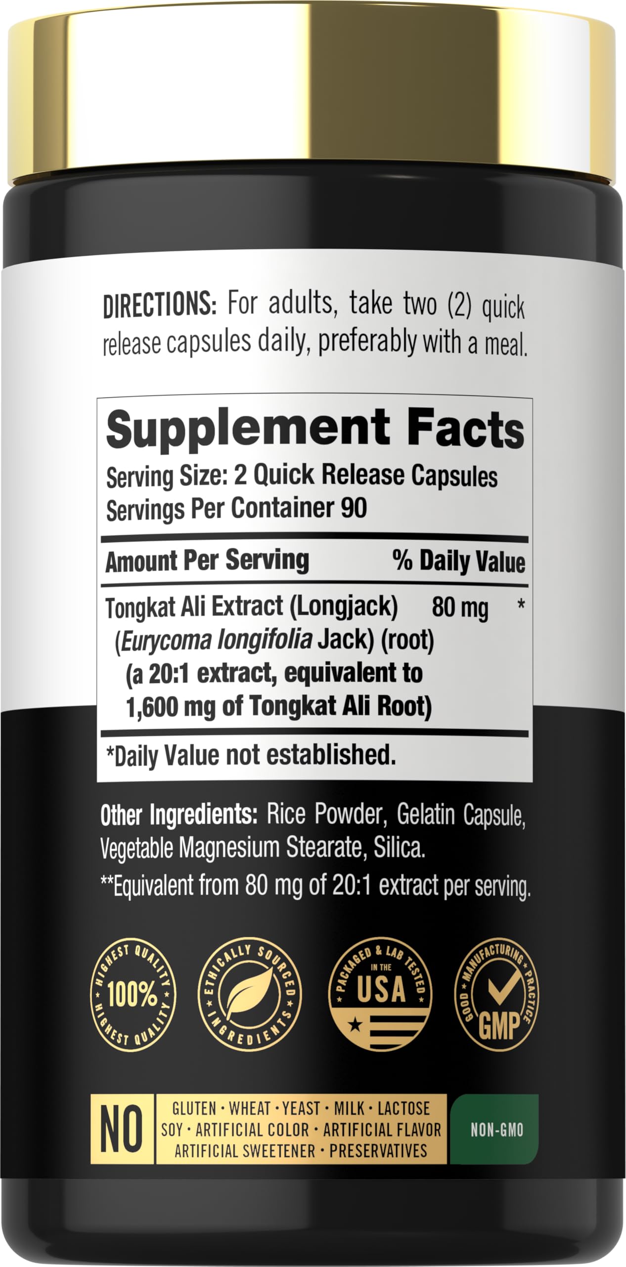 Carlyle Tongkat Ali concentrated extract per serving highlights potency.