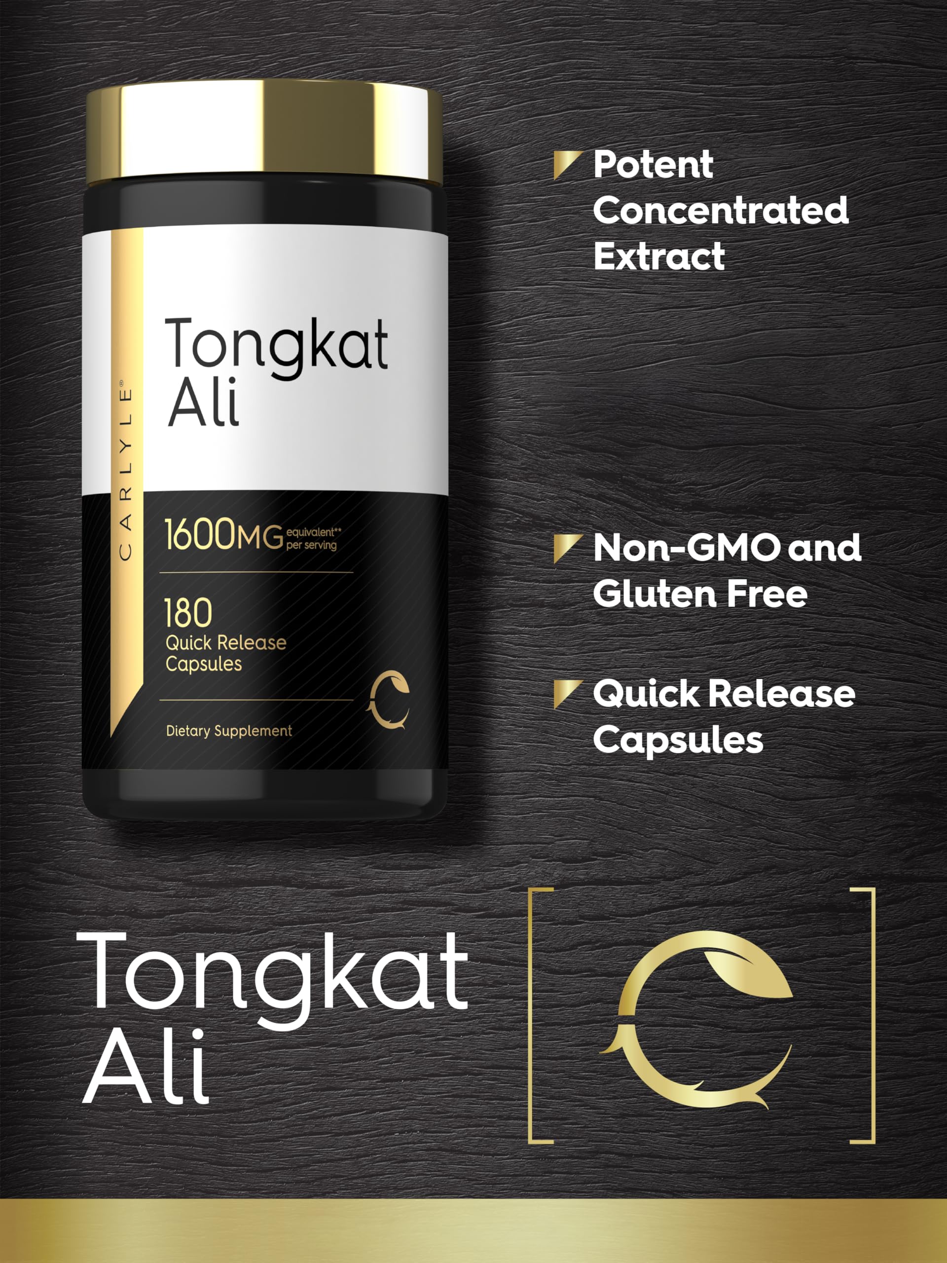 Carlyle Tongkat Ali gluten-free non-GMO packaging supports allergen-friendly choice.