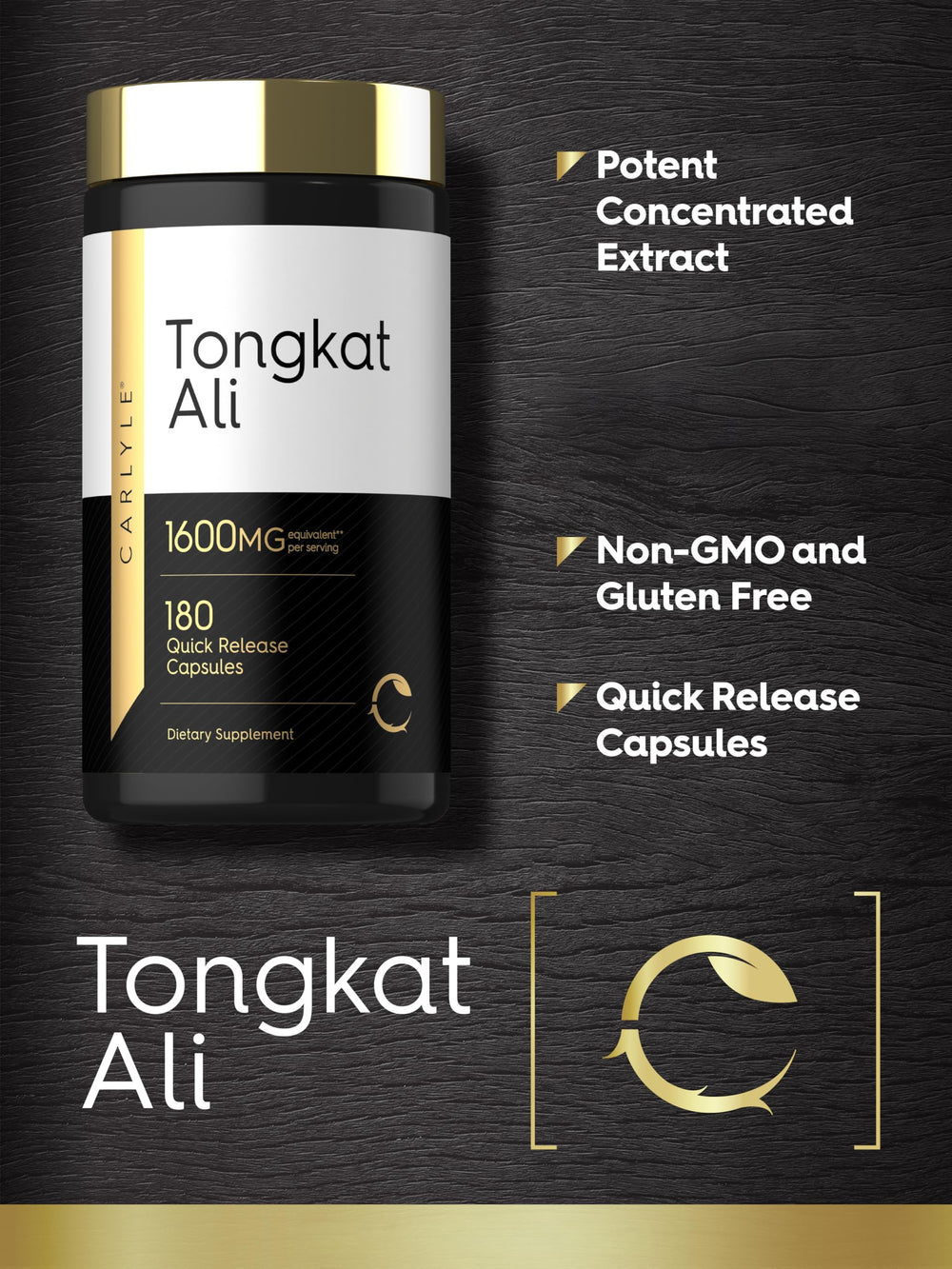 Carlyle Tongkat Ali gluten-free non-GMO packaging supports allergen-friendly choice.