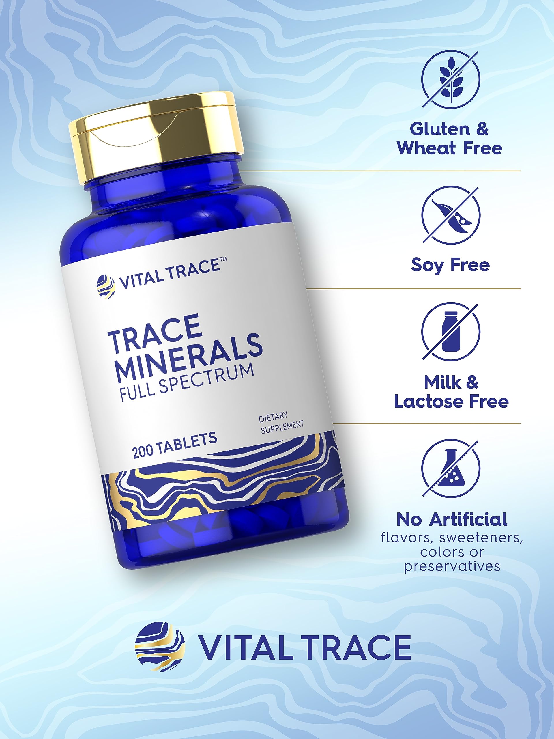 Carlyle Trace Minerals packaging displays gluten-free claim badge for a clean label