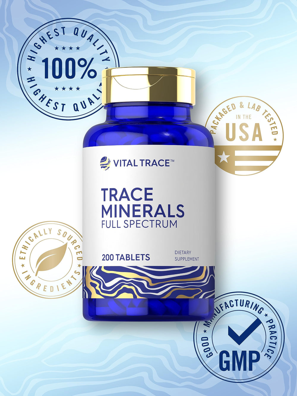 Carlyle Trace Minerals bottle shows a non-GMO seal on the label
