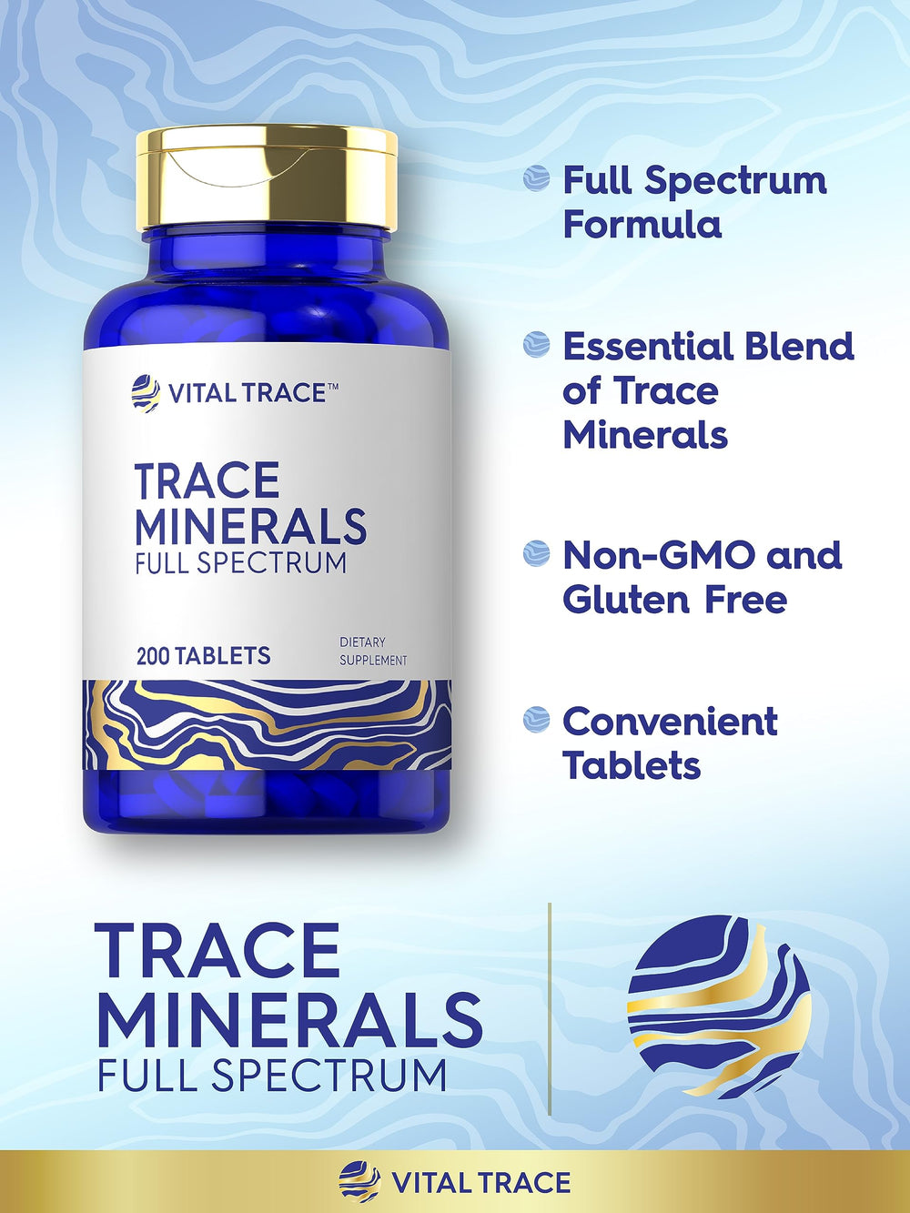 Carlyle Trace Minerals tablets pouring from bottle into hand for easy dosing