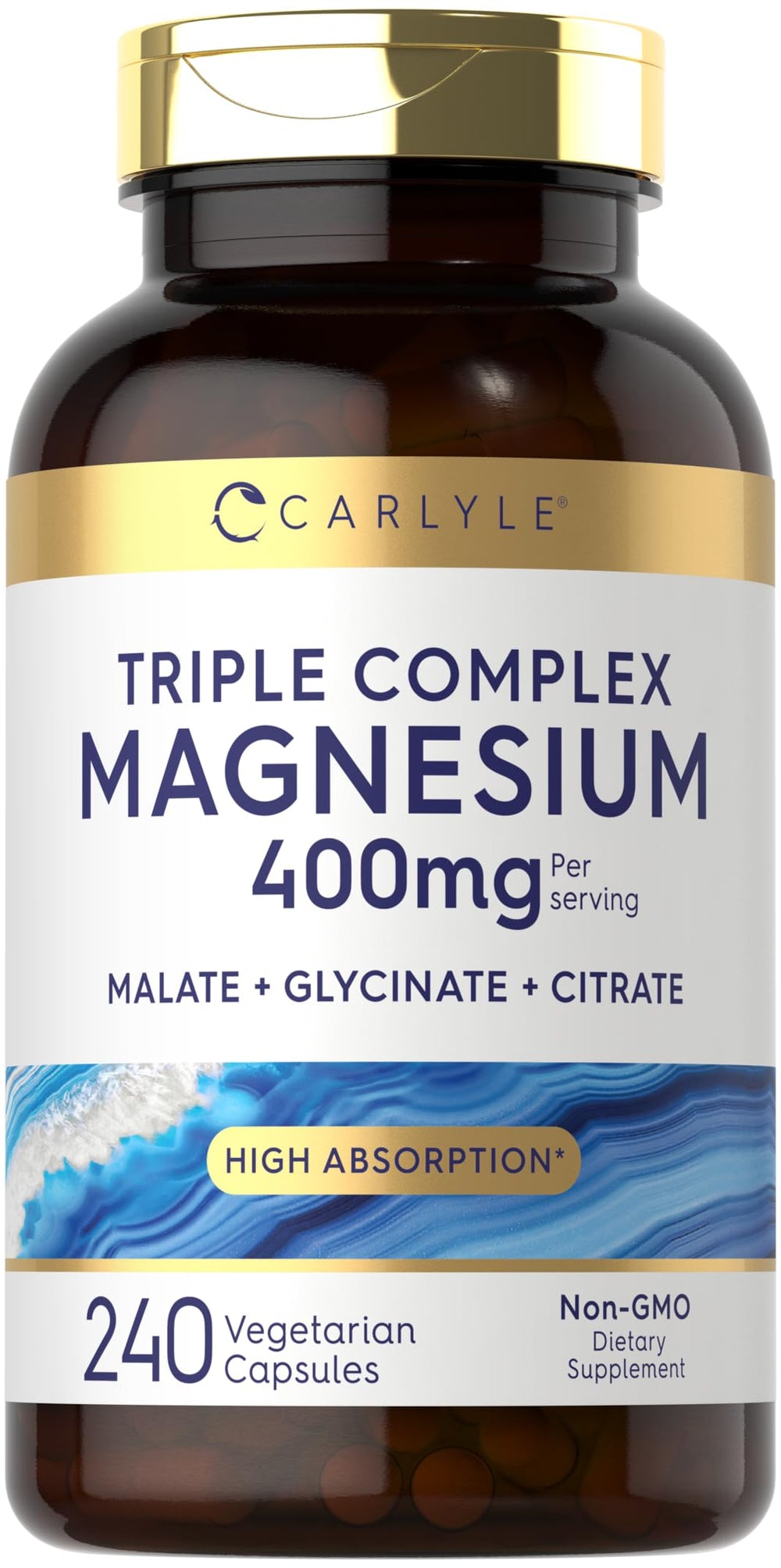 Carlyle Triple Magnesium Complex bottle front for daily magnesium support.