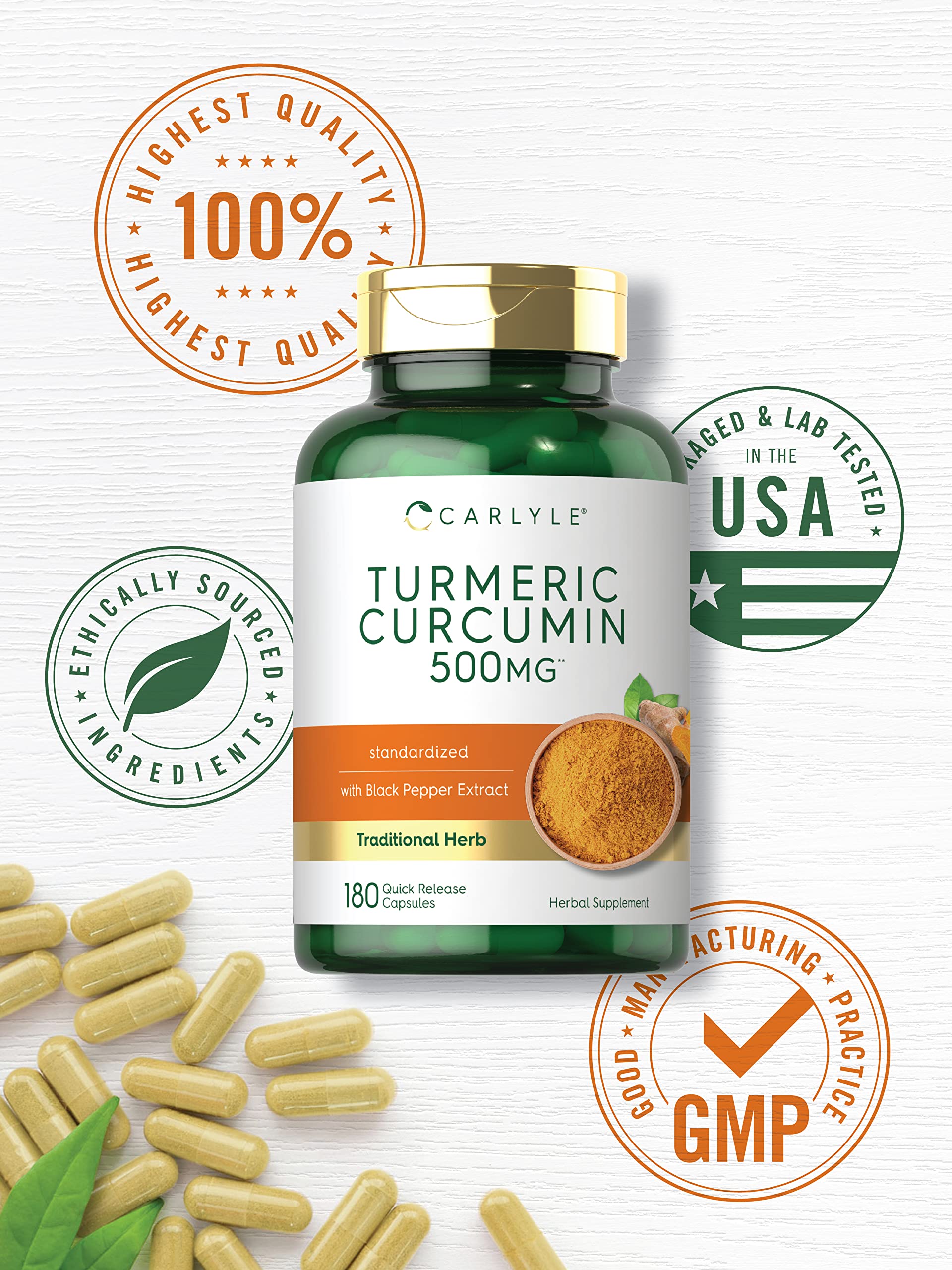 Carlyle Turmeric Curcumin with black pepper extract for improved absorption