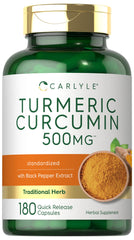 Carlyle Turmeric Curcumin bottle front showing premium capsule formula for daily wellness support