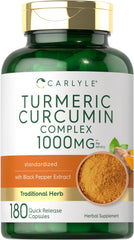 Carlyle Turmeric Curcumin bottle shown, highlighting premium blend for daily wellness.