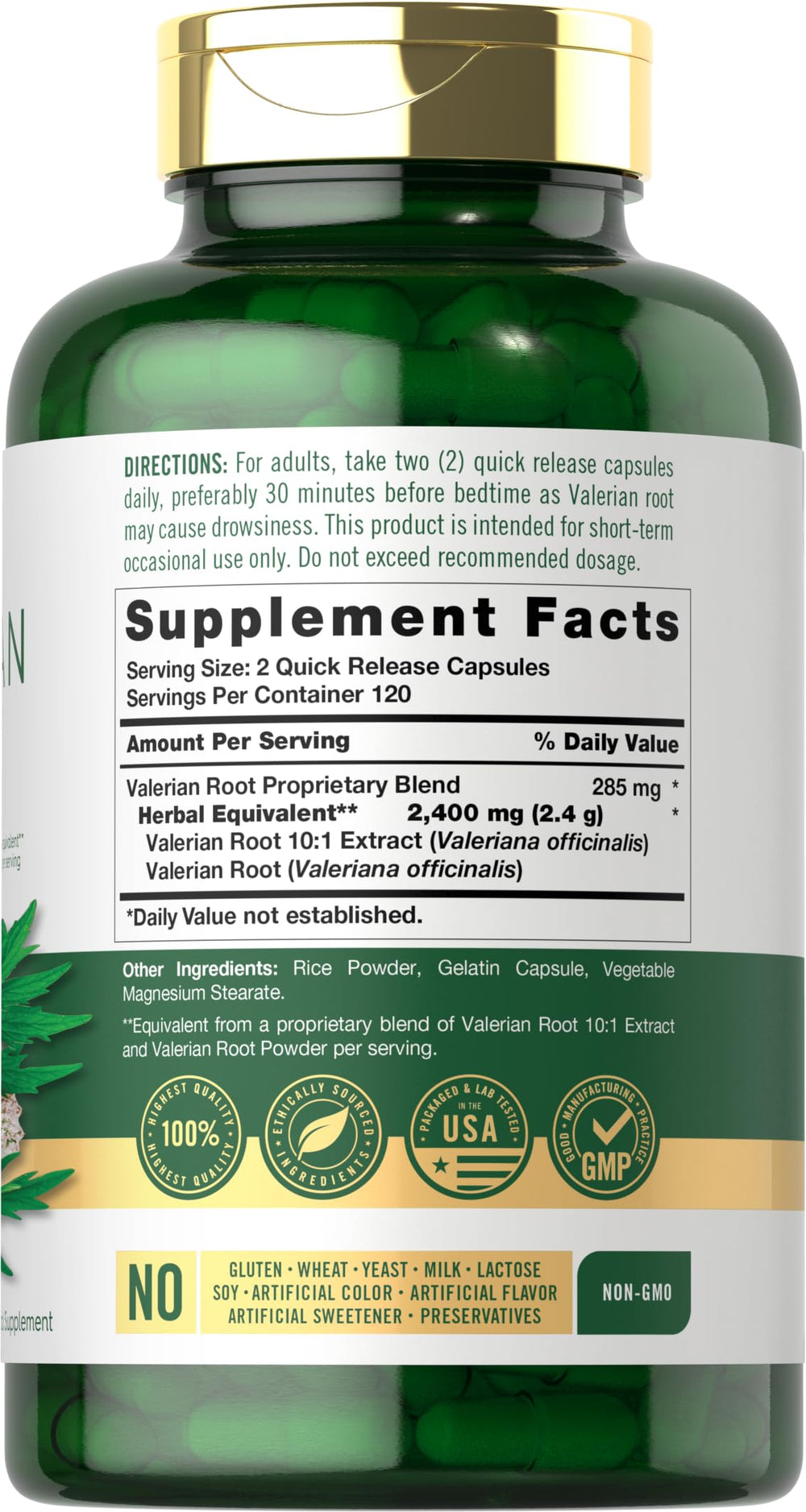 Carlyle Valerian Root Capsules closeup of capsules for quick administration