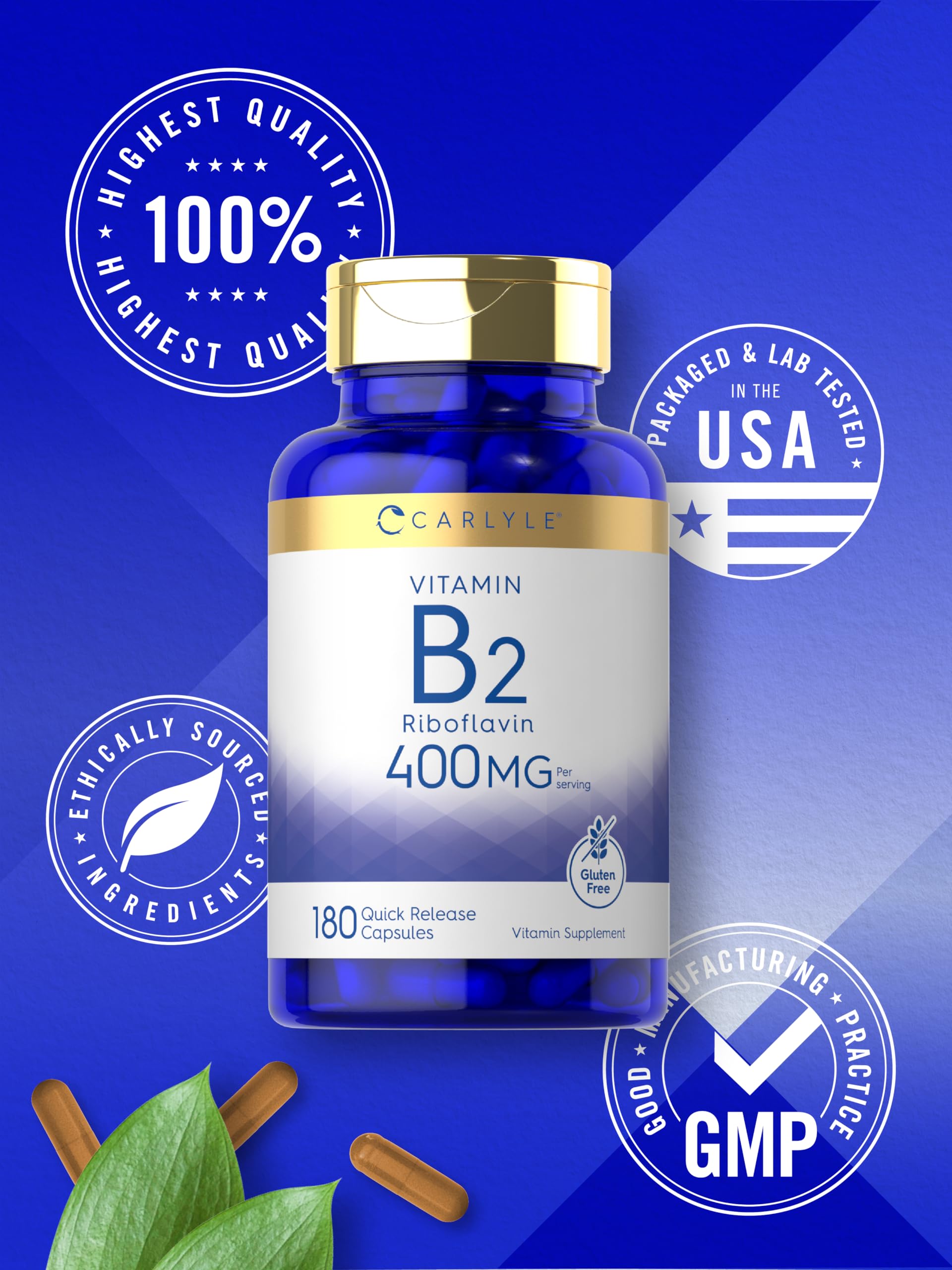 Carlyle Vitamin B-2 400mg box packaging signals premium quality